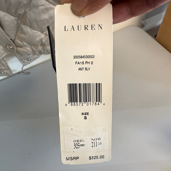 Lauren Ralph Lauren Women’s quilted Jacket faux fur hood Size Small champagne - Picture 5 of 5